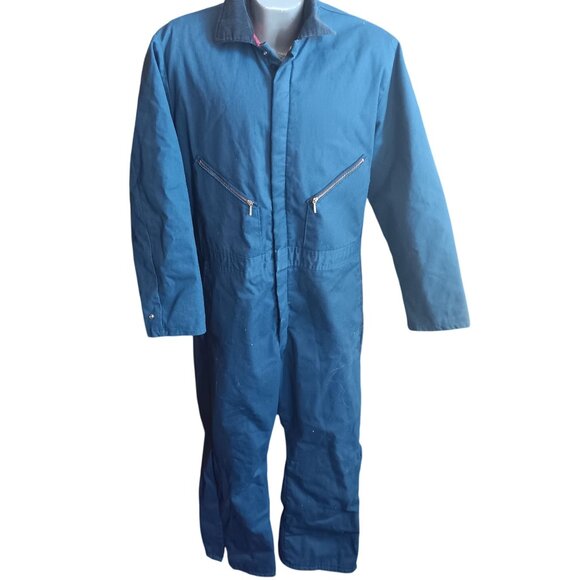 Large Short Vintage Walls Blizzard-Pruf Insulated Coveralls Navy Quilted USA - Picture 1 of 10